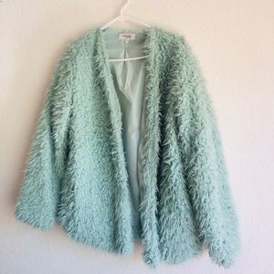Mint faux fur jacket